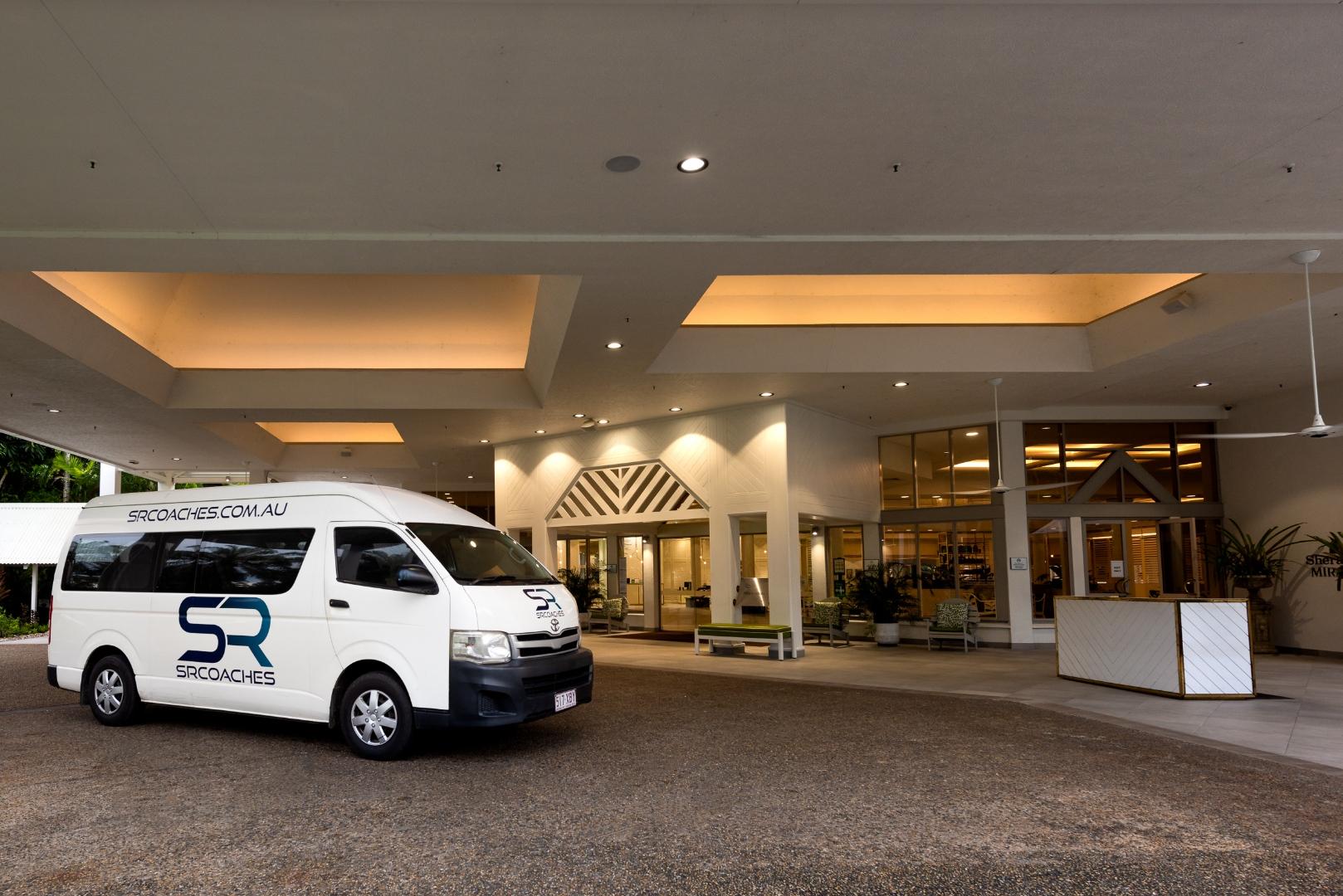 SR Coaches in front of Sheraton Mirage Port Douglas